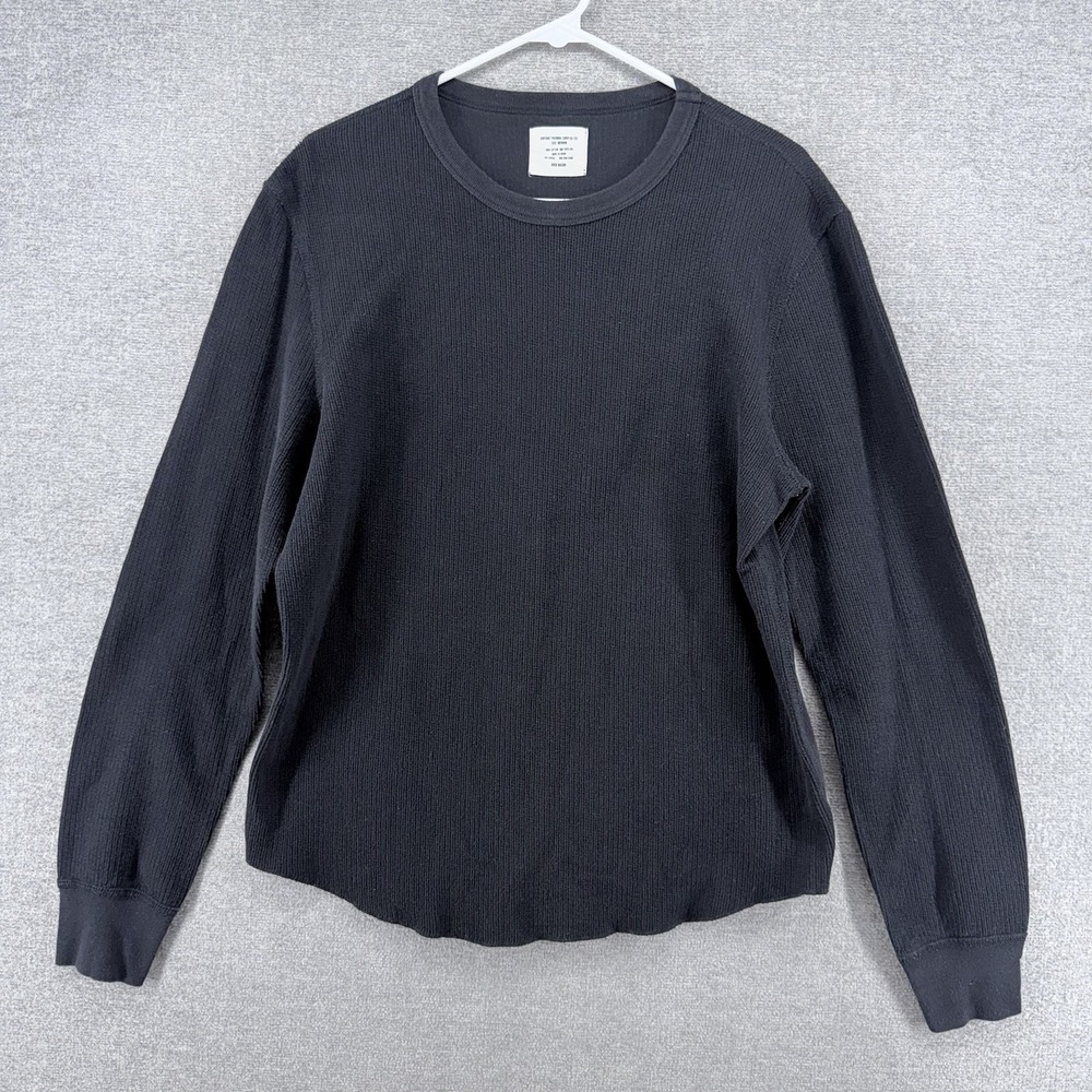 Buck Mason Vintage Thermal Surplus Tee Men Size Medium Black Long Sleeve